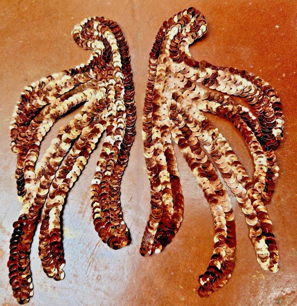applique 1940s sequins 3x5.5" copper 2pcs