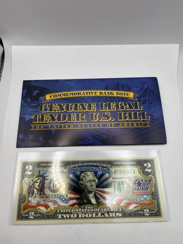 Colorized $2 Bank Note- Fourth Of July