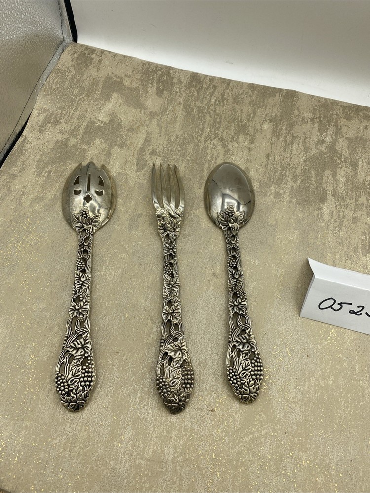 Godinger Made for Neiman Marcus, Grapevine Silver Plated 3 Piece Serving Set 9”