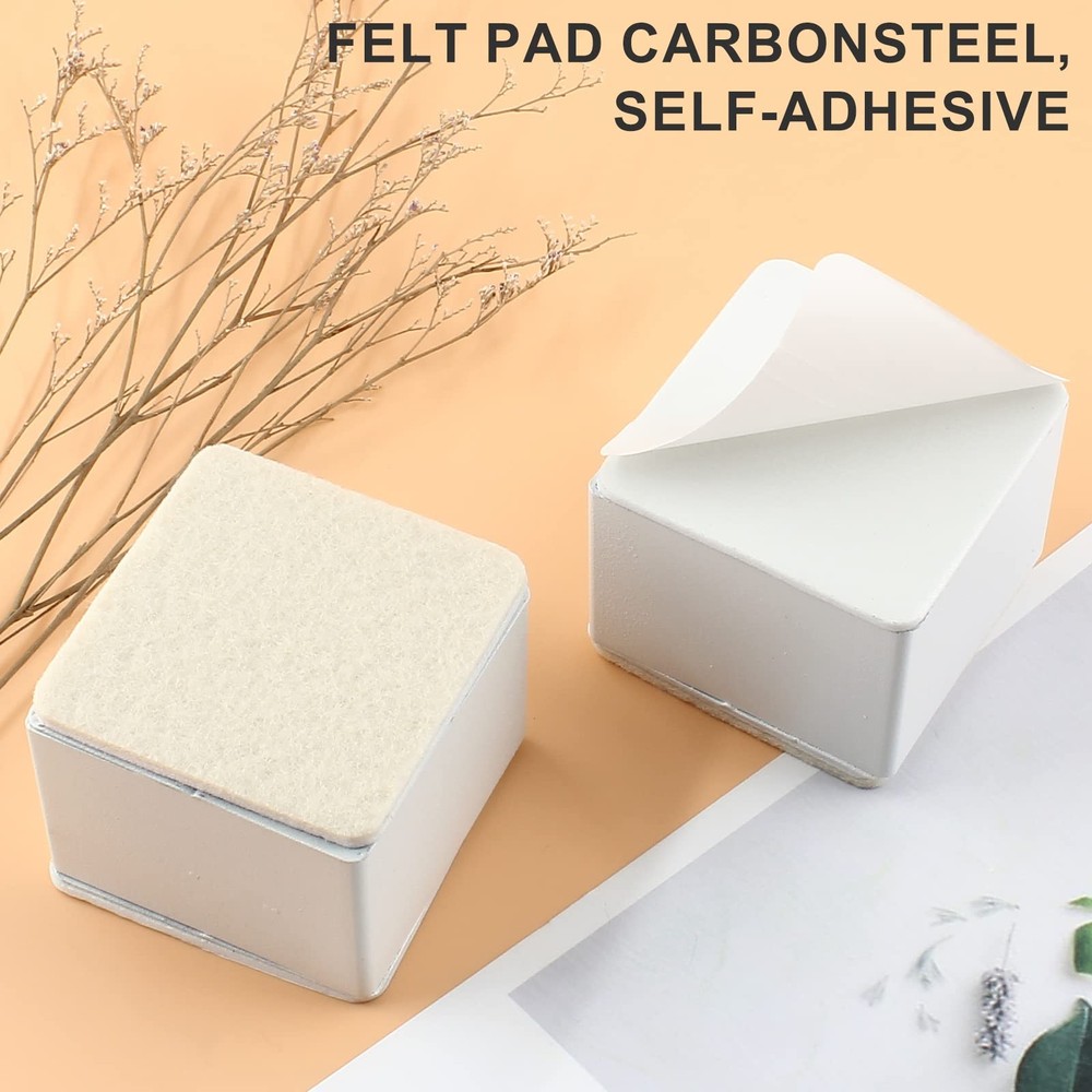 2 Inch Height 4Pack Self-Adhesive Square Bed Risers, Carbon Steel Solid Furni...