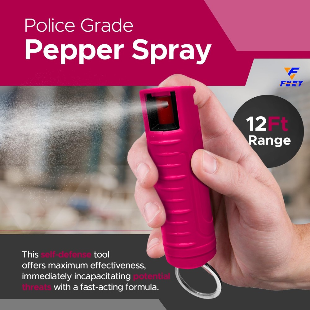 Hardshell Pepper Spray 12Ft Range, Max Strength, UV Dye Identifier, AntiLeak...