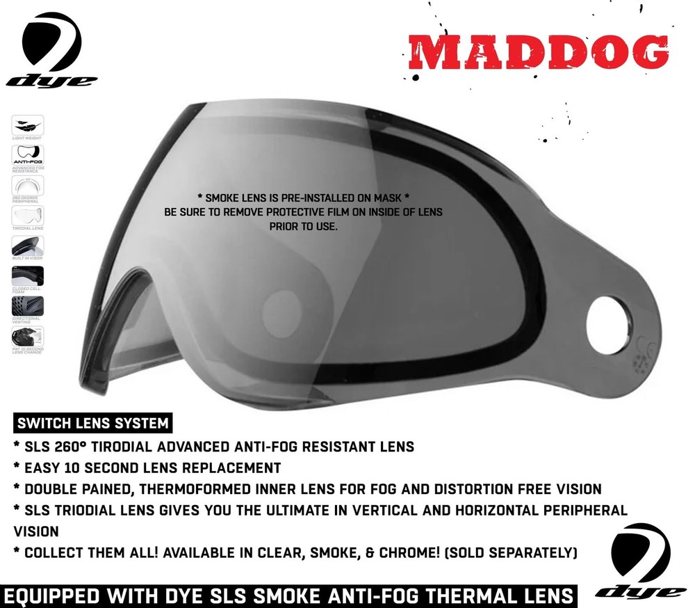 Maddog Dye SE Special Edition Paintball Mask Goggle System | Replaceable SLS ...
