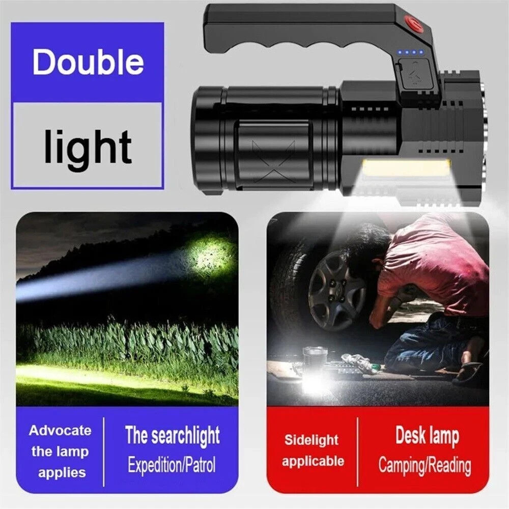 9000000 Lumens Super Bright LED Flashlight Tactical Rechargeable LED Work Lights