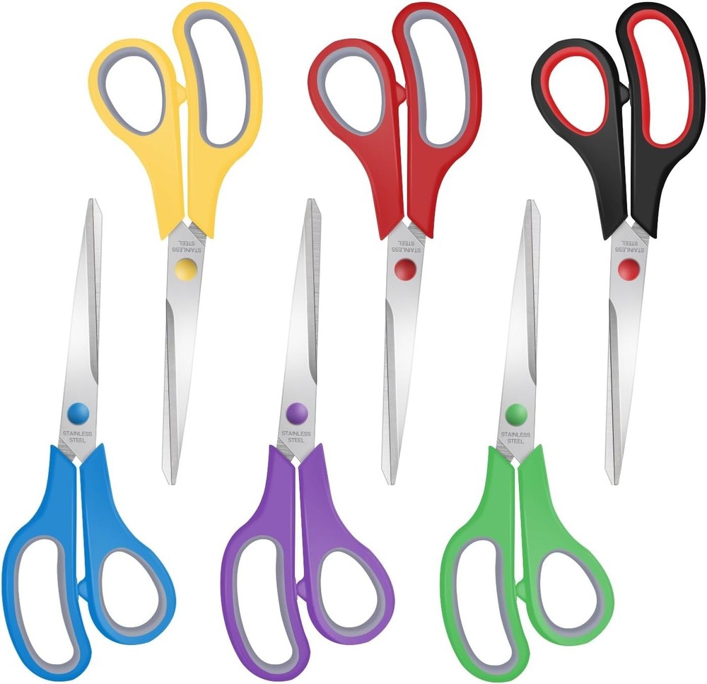 6 Packs Sewing Craft Scissors Bulk,8" Multipurpose Heavy Duty Sharp Scissors,...