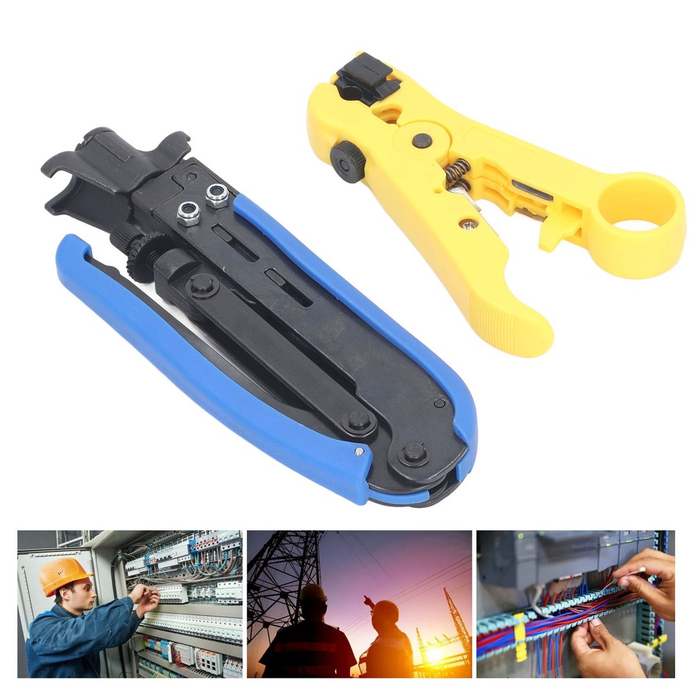 Coaxial Cable Crimping Pliers Combination Tool Adjustable Coax Stripper New