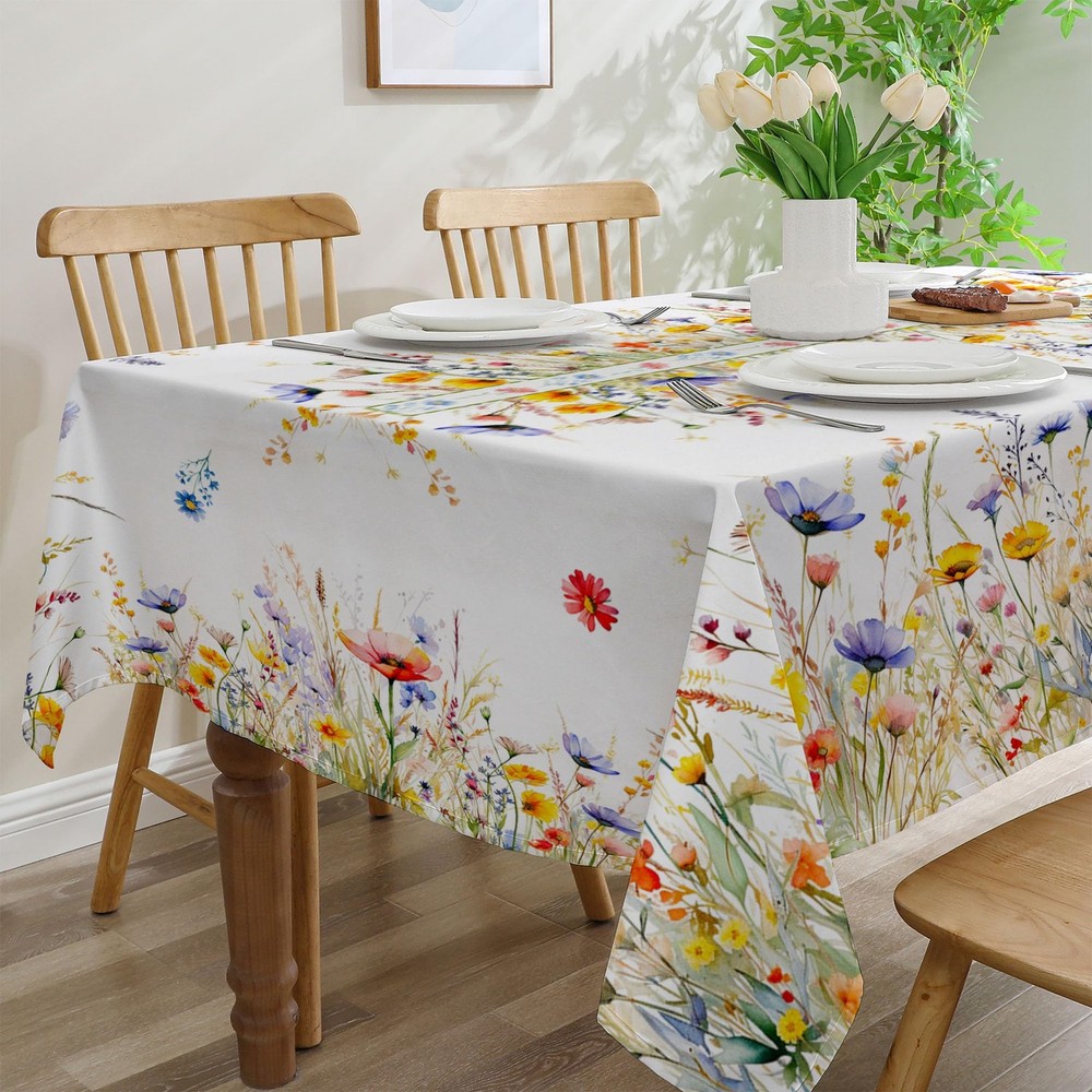 Spring Tablecloth 60x84 Inch for Rectangle Tables - Blooming Flower Spring De...