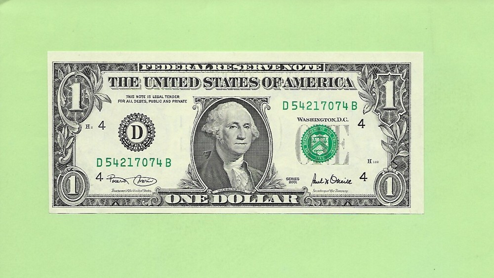 2001 ..UNCIRC $1  D 5421 7074 B  .... 2001 $1  D-B      NICE NOTE        FRN