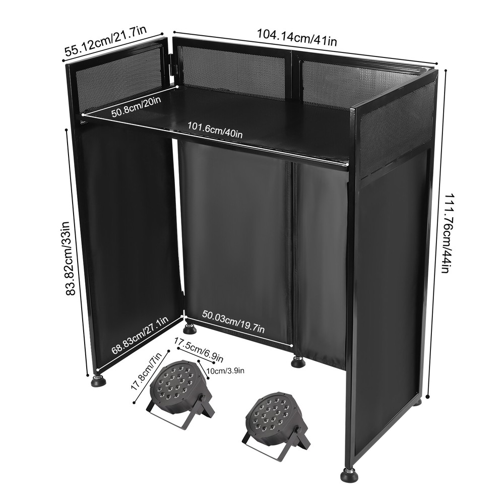 DJ Event Booth Facade with LED Lights, Portable Table & Adjustable Scrims