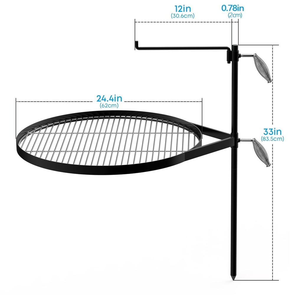 Fire Pit Grill Swing Cooking Stainless Steel Grate