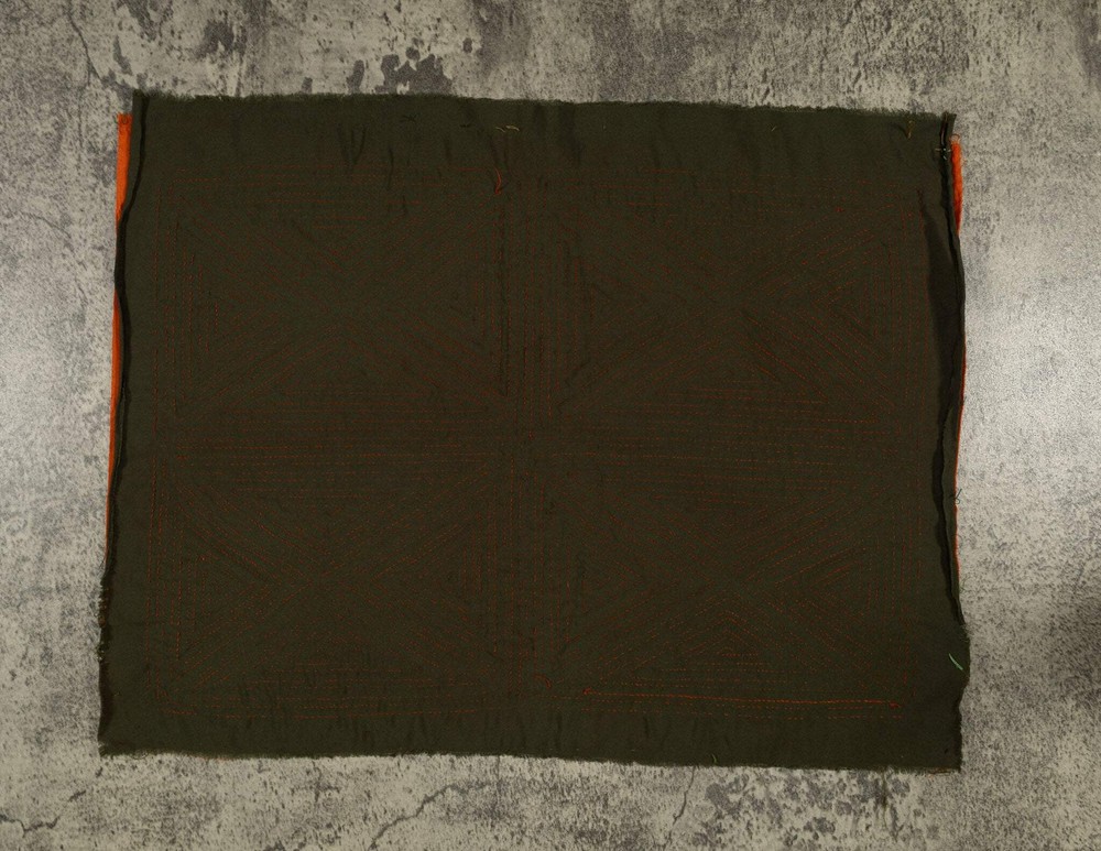 Vintage Orange And Black Four Square Mola