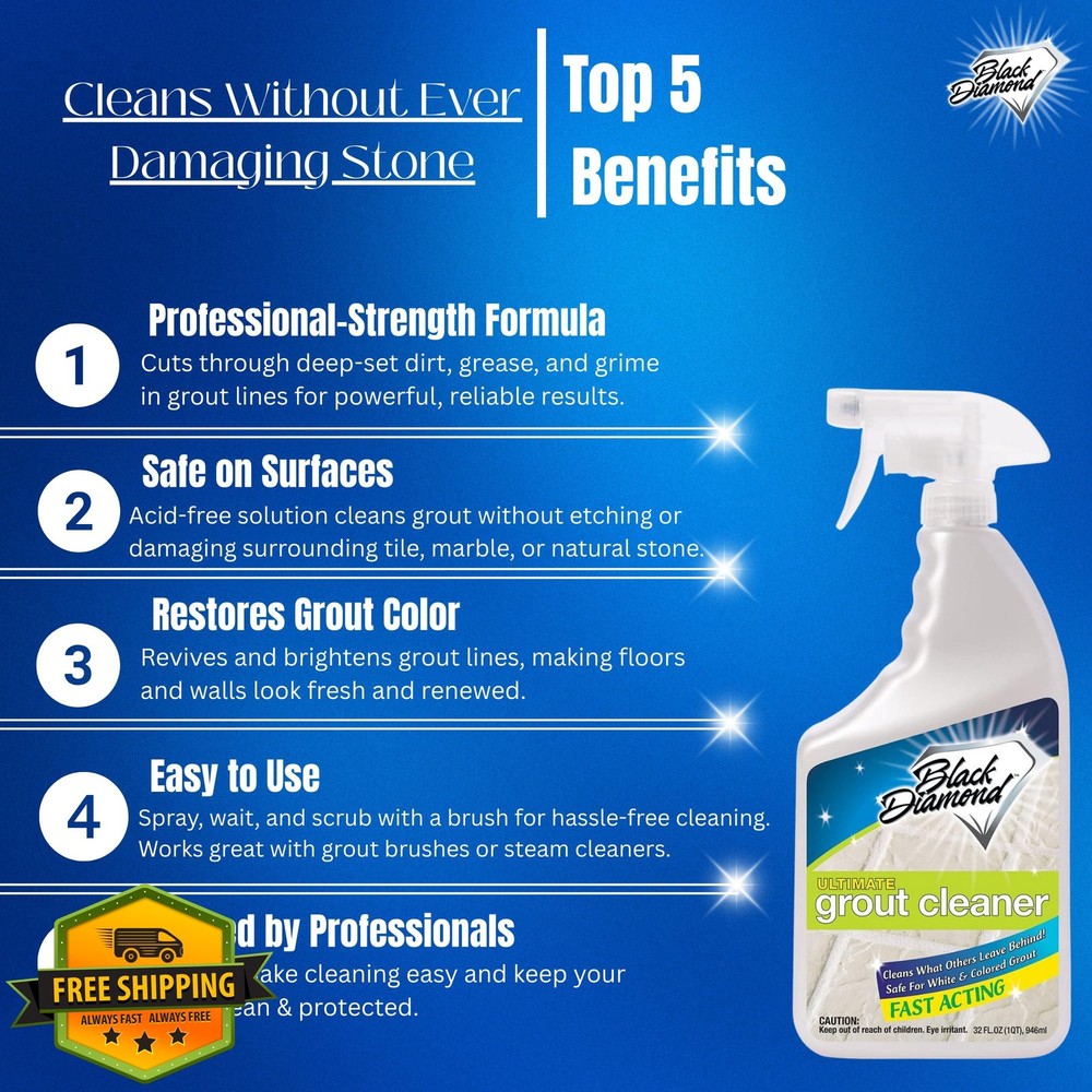Black Diamond Grout Cleaner 1 Quart Tile Marble Stone