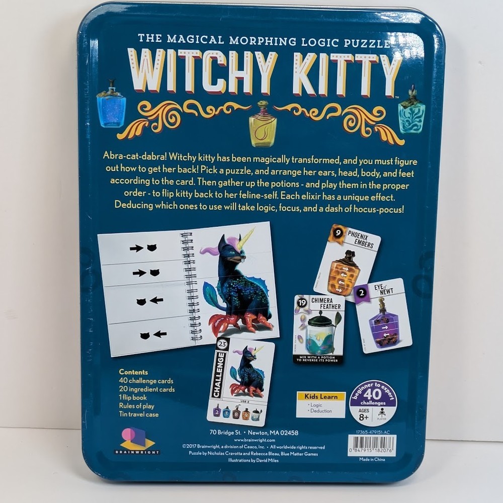 Witchy Kitty Game Magical Morphing Logic Puzzle Tin Brainwright 2017 1 Player