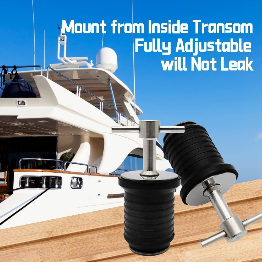 2PCS Boat Drain Plug Snap Plug T Handle Boat Drain Plug Rubber Plugs Twist Hull