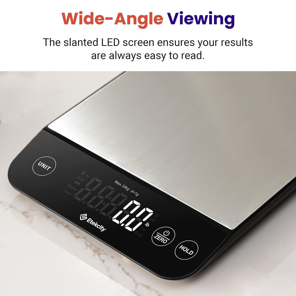 USB Rechargeable Kitchen Scale - Precise Grams/Ounces, Waterproof Design