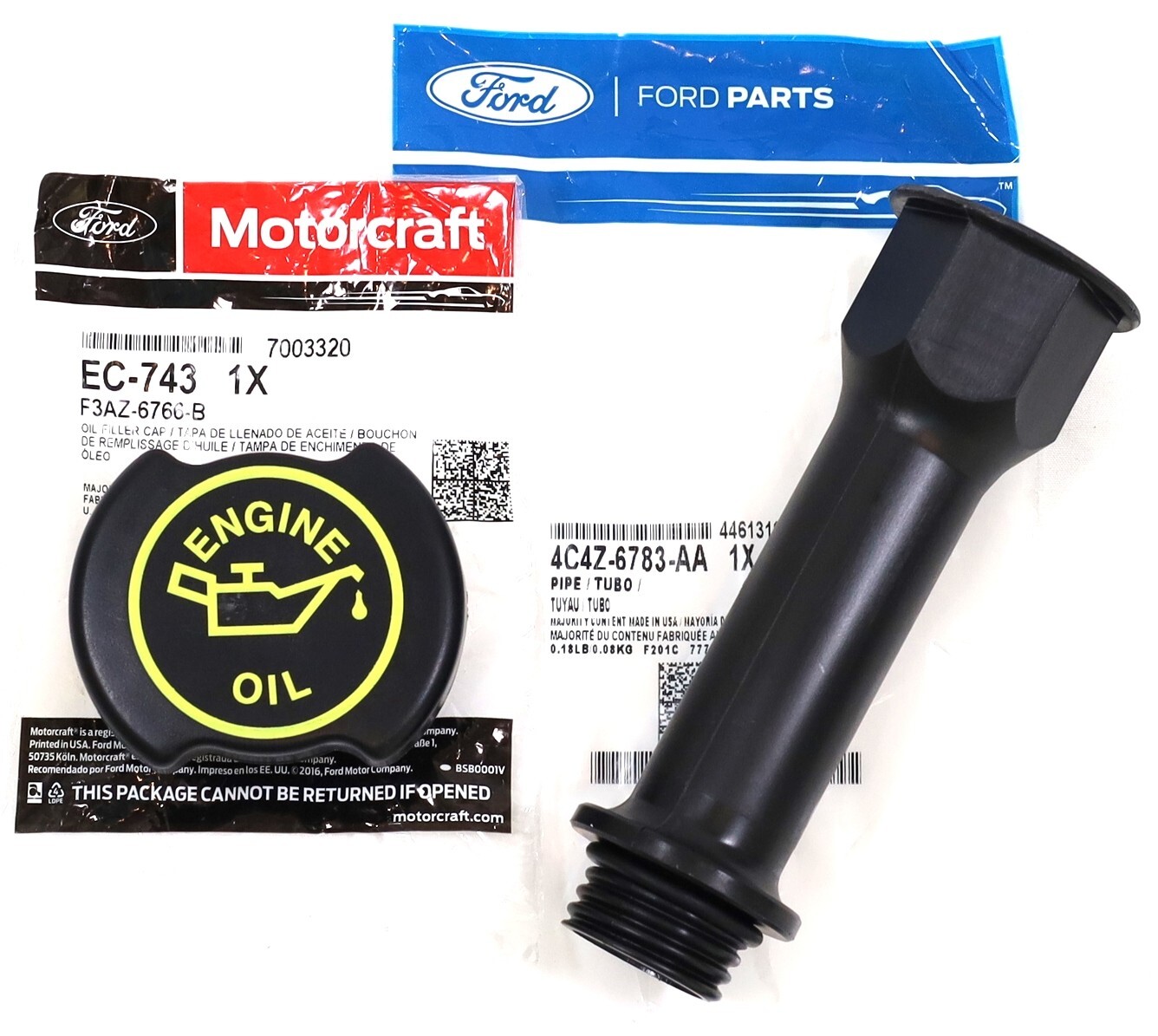 OEM Ford Motorcraft Oil Fill Neck & Cap 94–03 F250 F350 7.3L Powerstroke Diesel