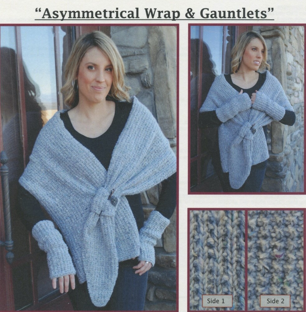 Keep It Simple Knitting Pattern KS203 Asymmetrical Wrap & Gauntlets