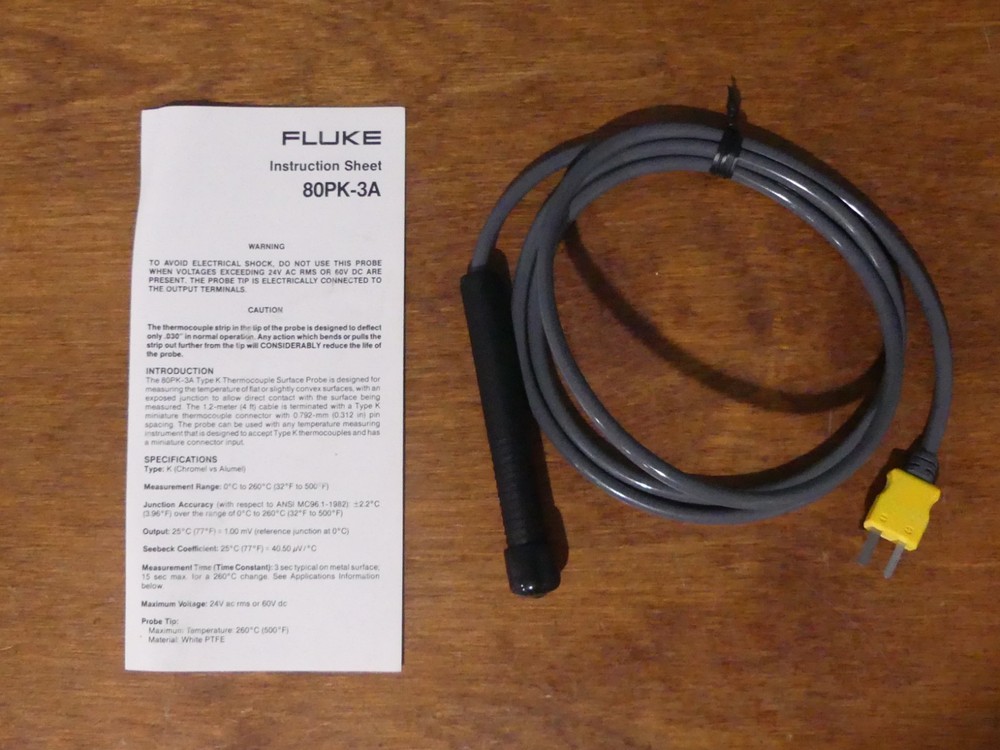 Fluke 80PK-3A Type K Thermocouple Surface Probe w/ 80TK Module