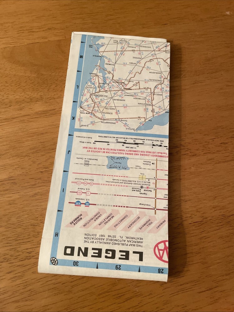 AAA Southeastern States Paper Map 1997