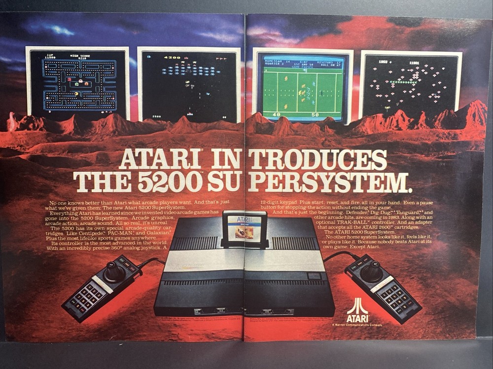 1983 Vintage Printed Ad, Wall Art, Atari 5200 (1530)