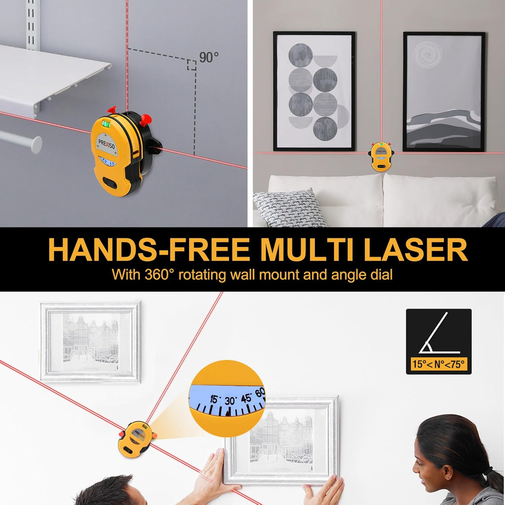 Multi Surface Laser Level LED Light Vial, 30Ft Horizontal & Vertical Line Laser
