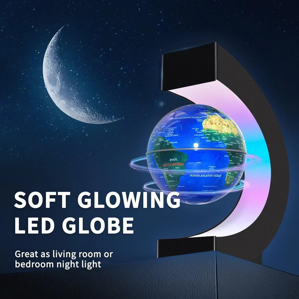 Magnetic Levitating Floating Globe with LED Lights, Cool Gadgets C Frame Globe L