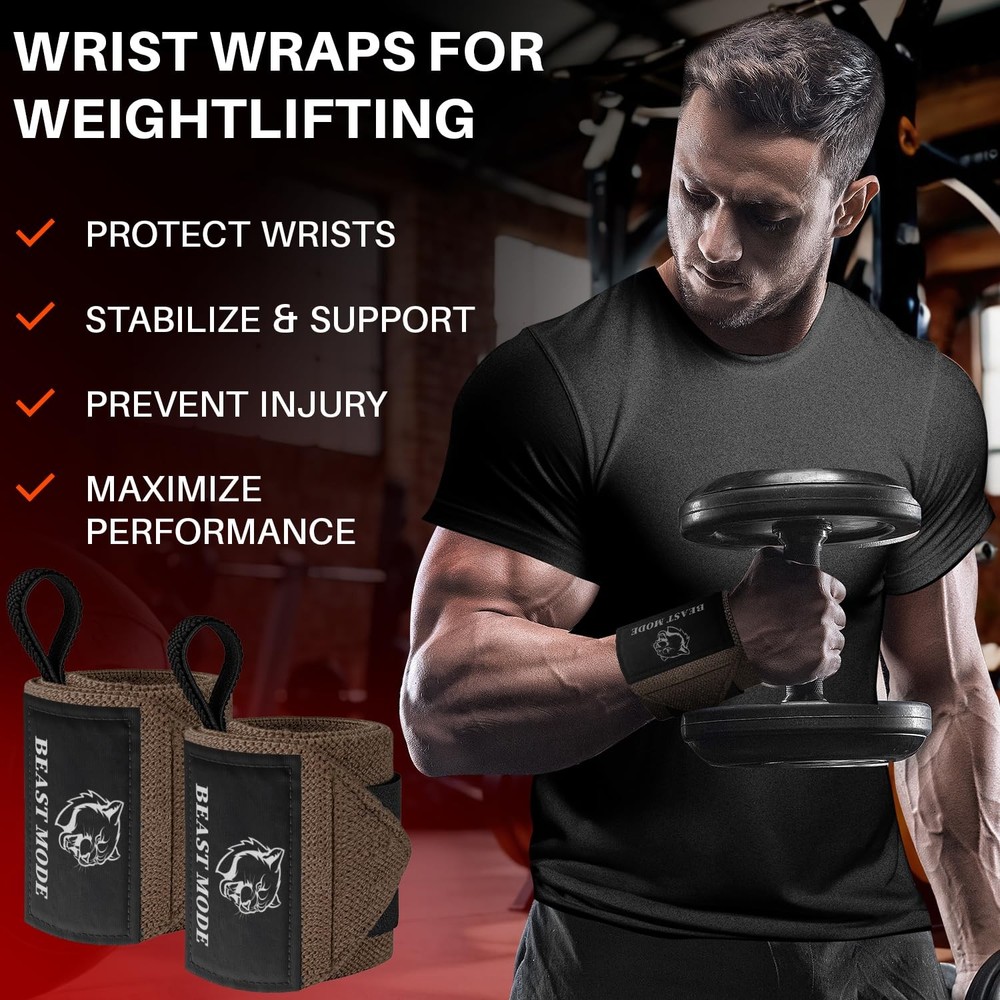 Weightlifting Wrist Wraps with Thumb Loop – 18" HeavyDuty Support for
