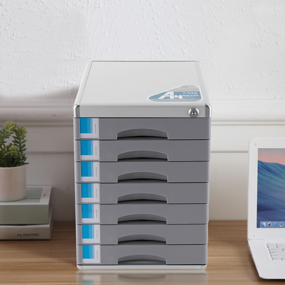 Rectangular Document Storage Box 7 Compartments Drawer Desktop File Organizer