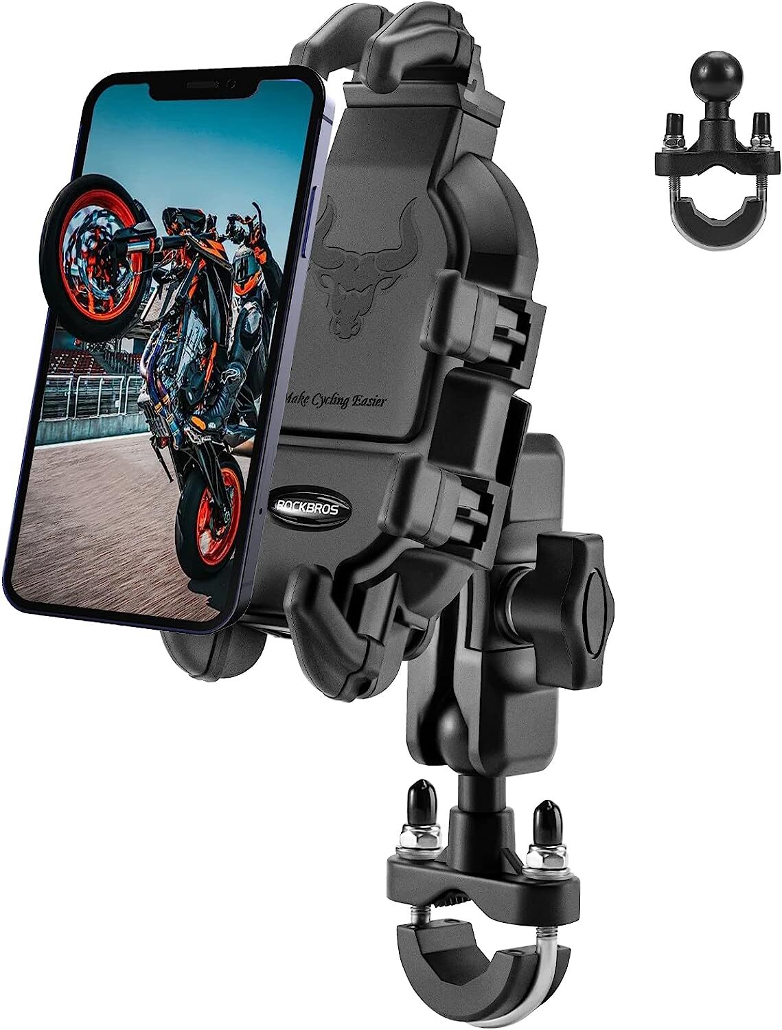 ROCKBROS Motorcycle Mobile Phone Holder 360° Adjustable Phone Stand Shockproof