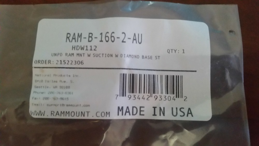 RAM MOUNTS RAM-B-166-2-AU 2.75" Diameter Twist Lock Suction Cup Windshield Mount