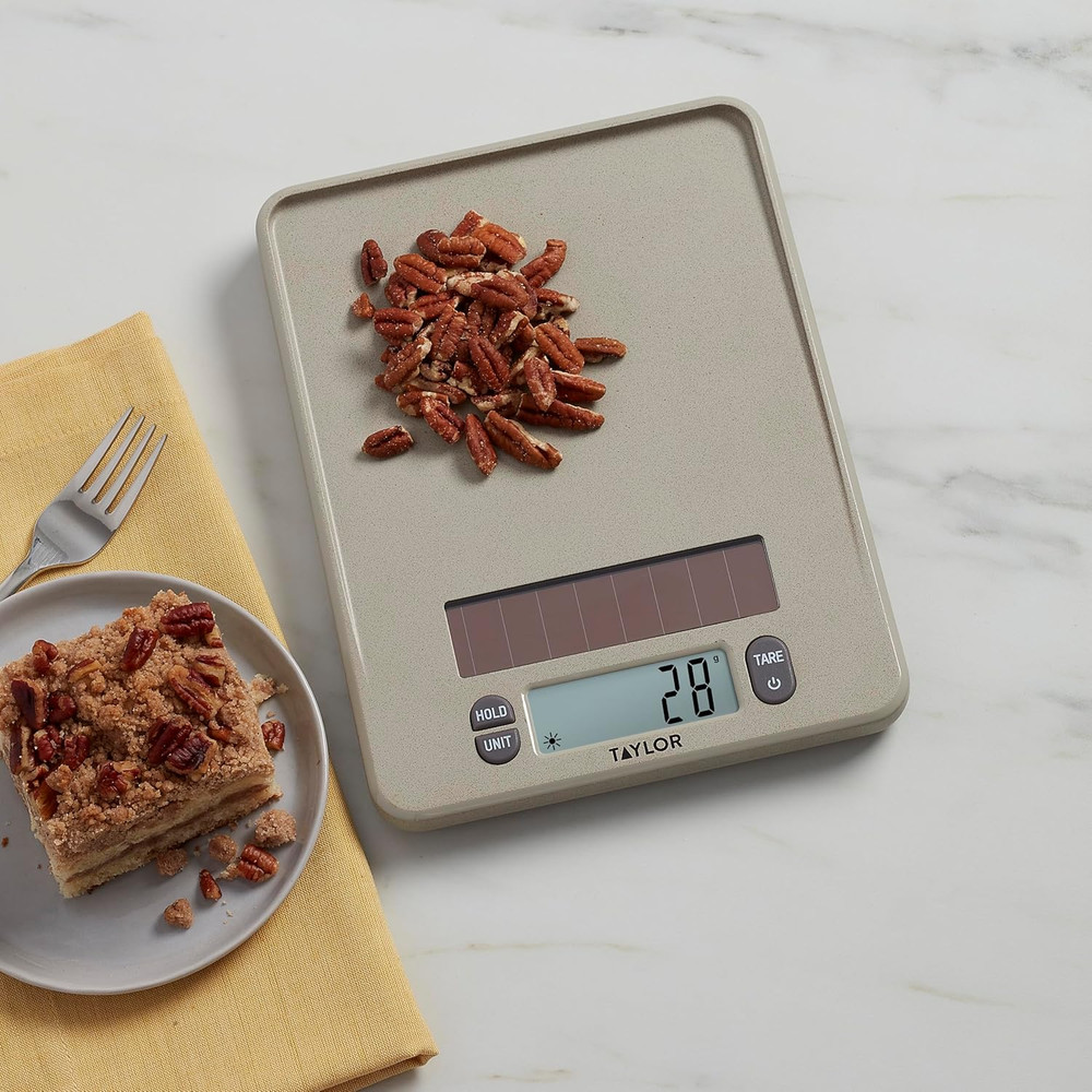 Light Powered Digital Kitchen Scale, Coffee Husk Blend Material, Solar Panel wit