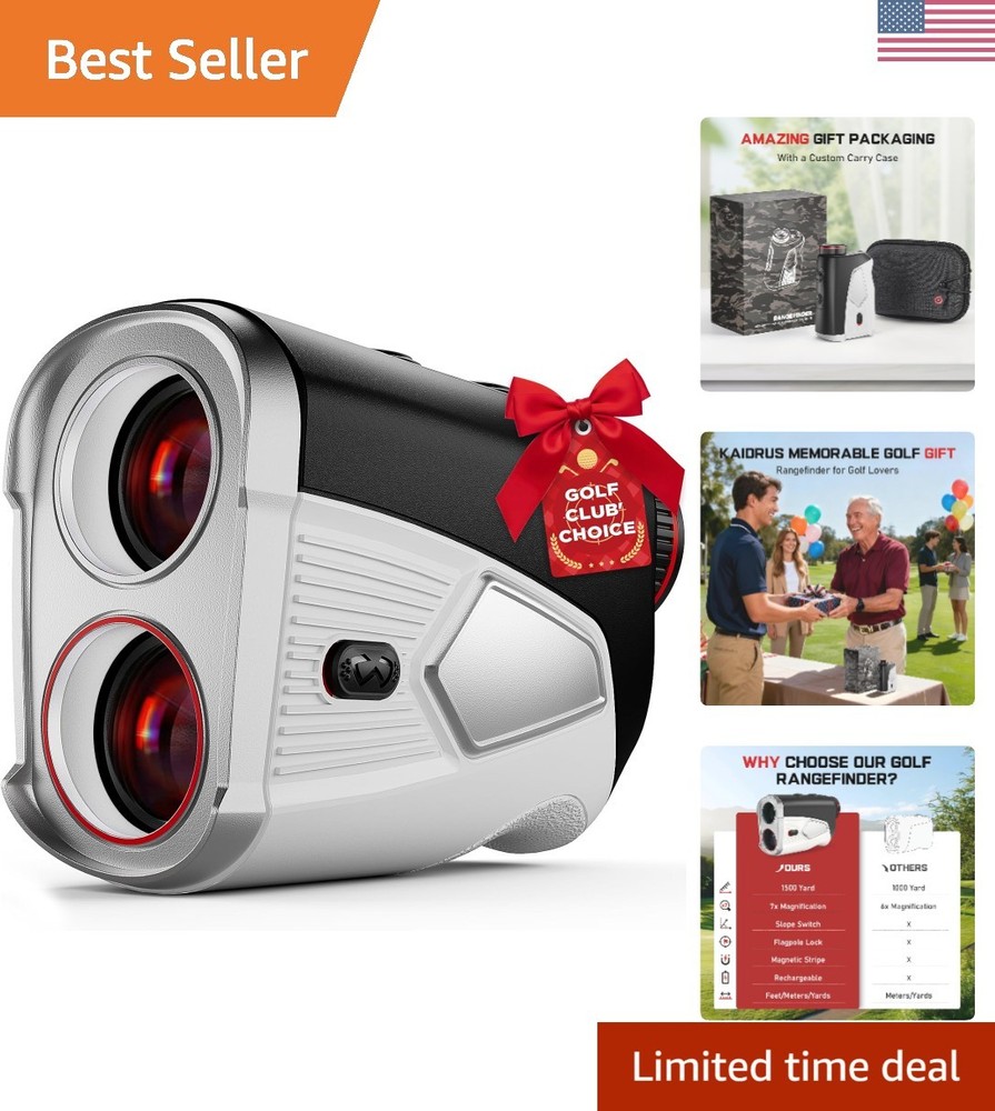 Quick-Lock Golf Rangefinder with Magnetic Mount & Vibration Feedback - 7X Zoom