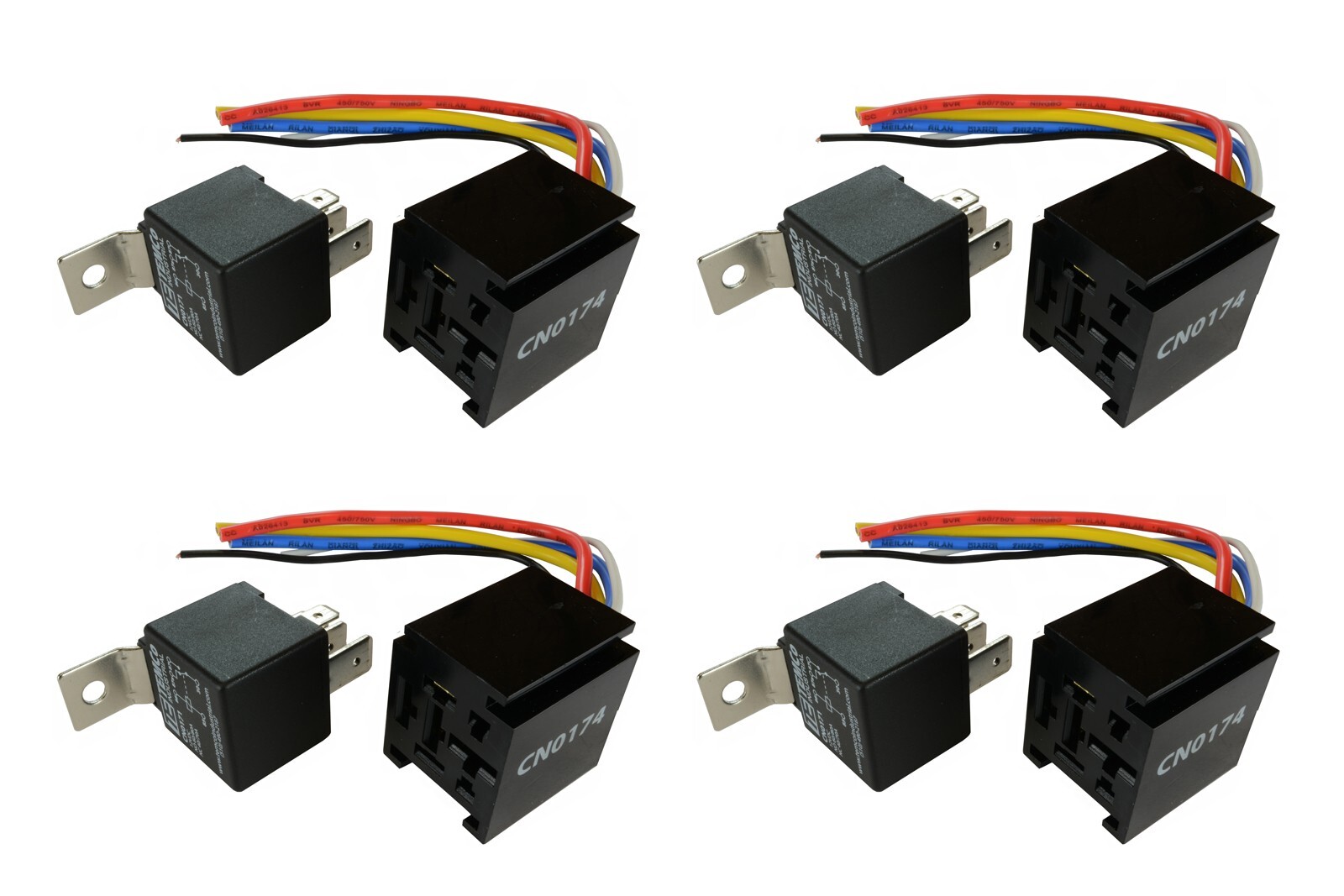 4 LOT TEMCo 12 V 60/80 Amp Bosch Style S Relay with Harness Socket Automotive