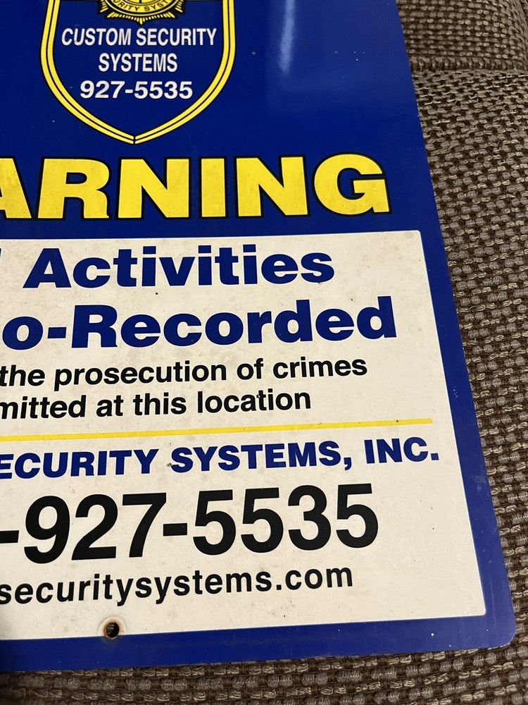 Custom Security Systems Warning Sign - Plastic - All Activities Video Recorded
