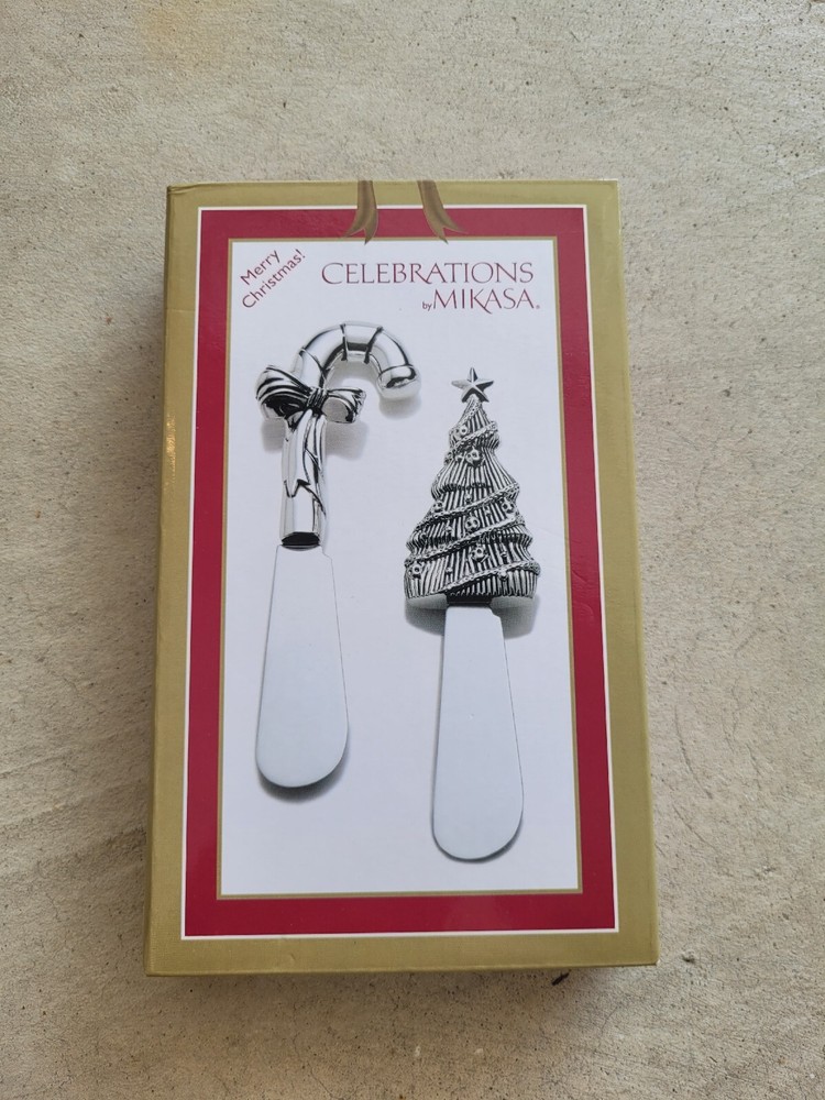 Mikasa Cheese Dip Spreader Set Christmas Tree Candy Cane