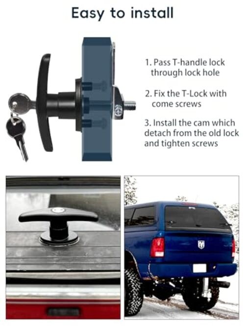 Truck Cap T-Handle Lock for Camper Shell Replacement Locking Lock only-L&R