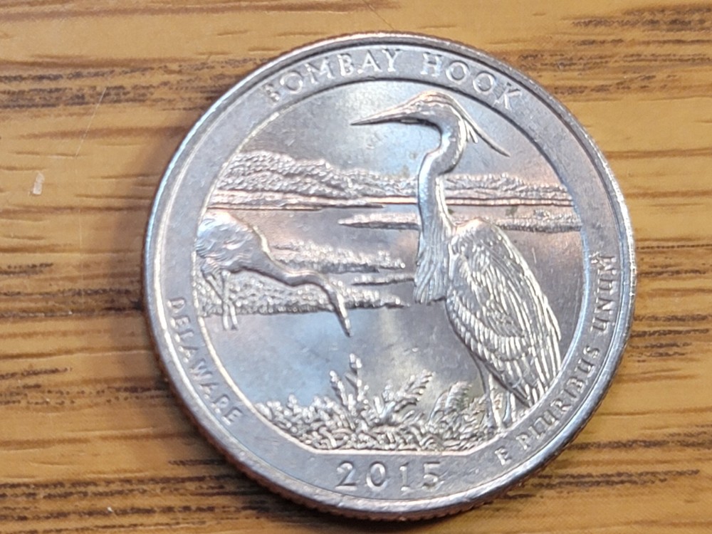 2015 P Bombay Hook ATB Quarter WDDR-007 Doubled Die Reverse Mint Error.