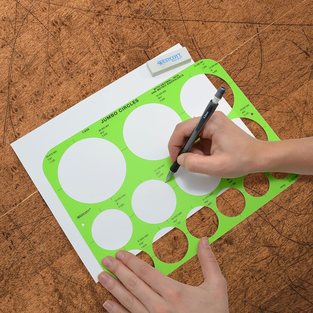 Plastic Shape Template Tool 8.75x11.5 Jumbo Circles Drawing Template