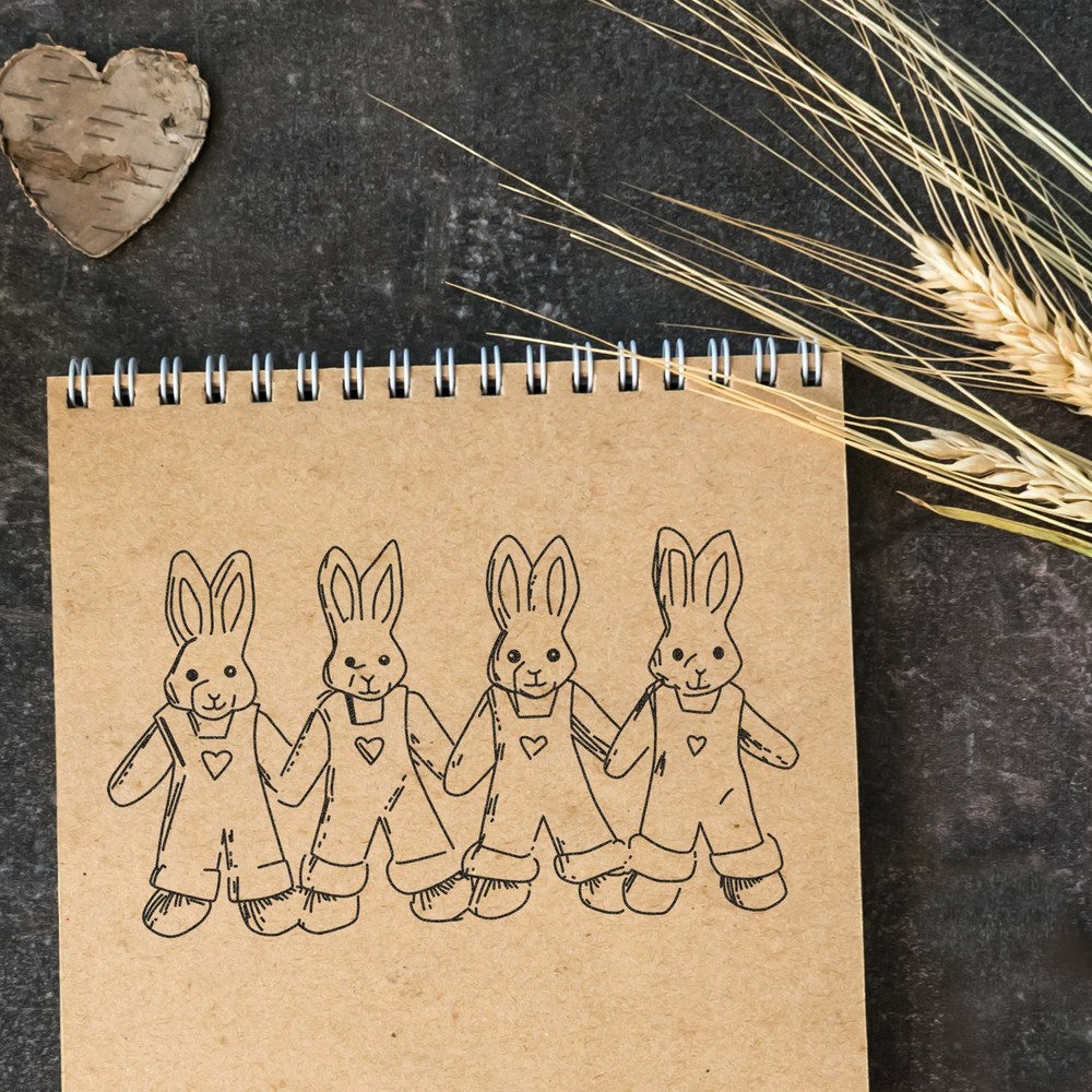 4 Linked Bunnies County Stamp