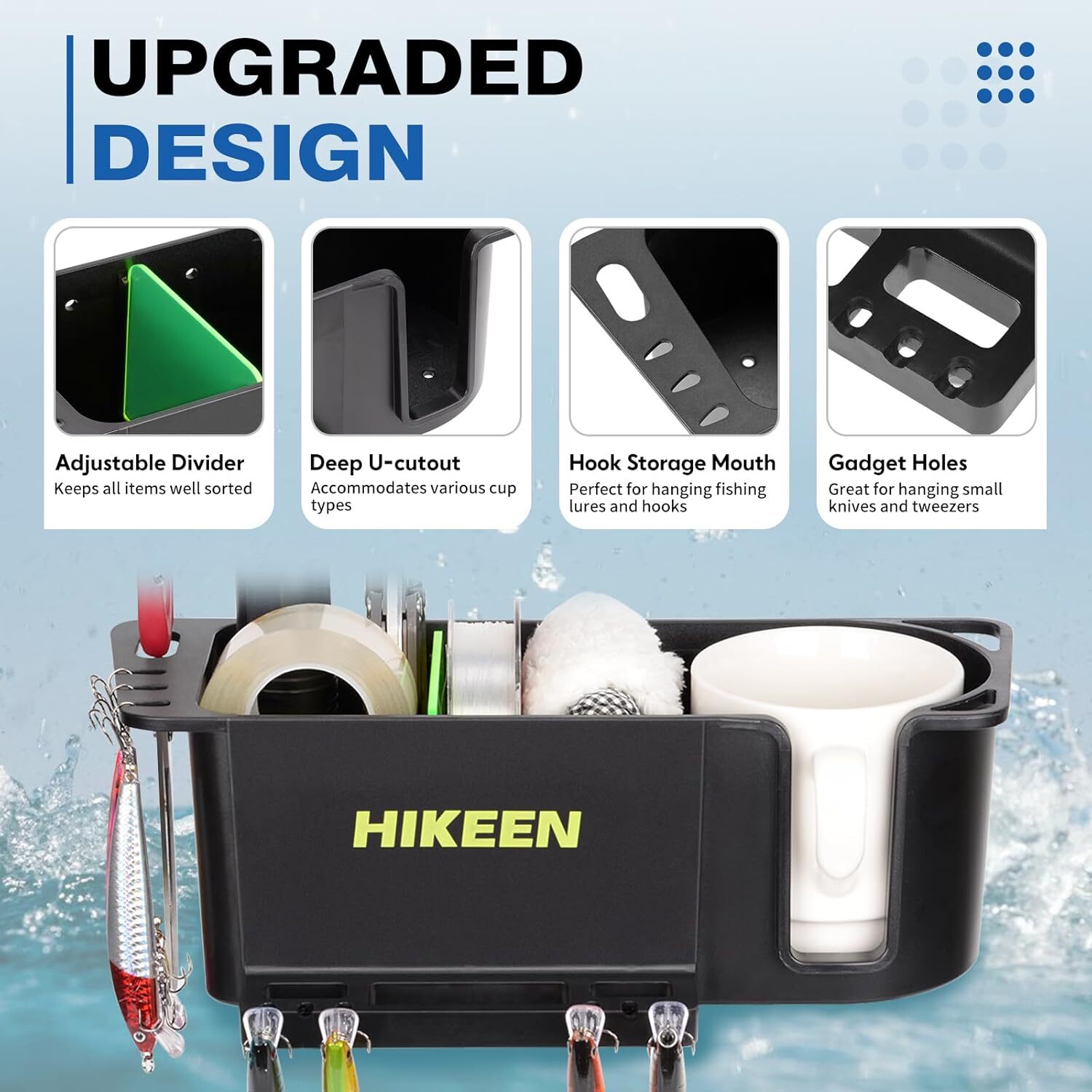 Boat Caddy Organizer, Multifunctional Boat Cup Holder Boat Storage Organizer