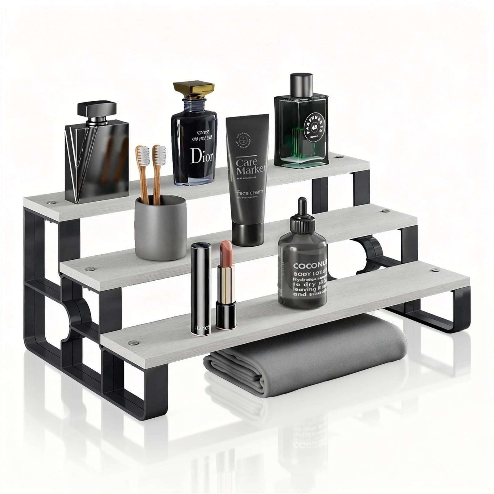 Wood Cologne Organizer for Men,Perfume Organizer for Bathroom Countertop,3 Ti...