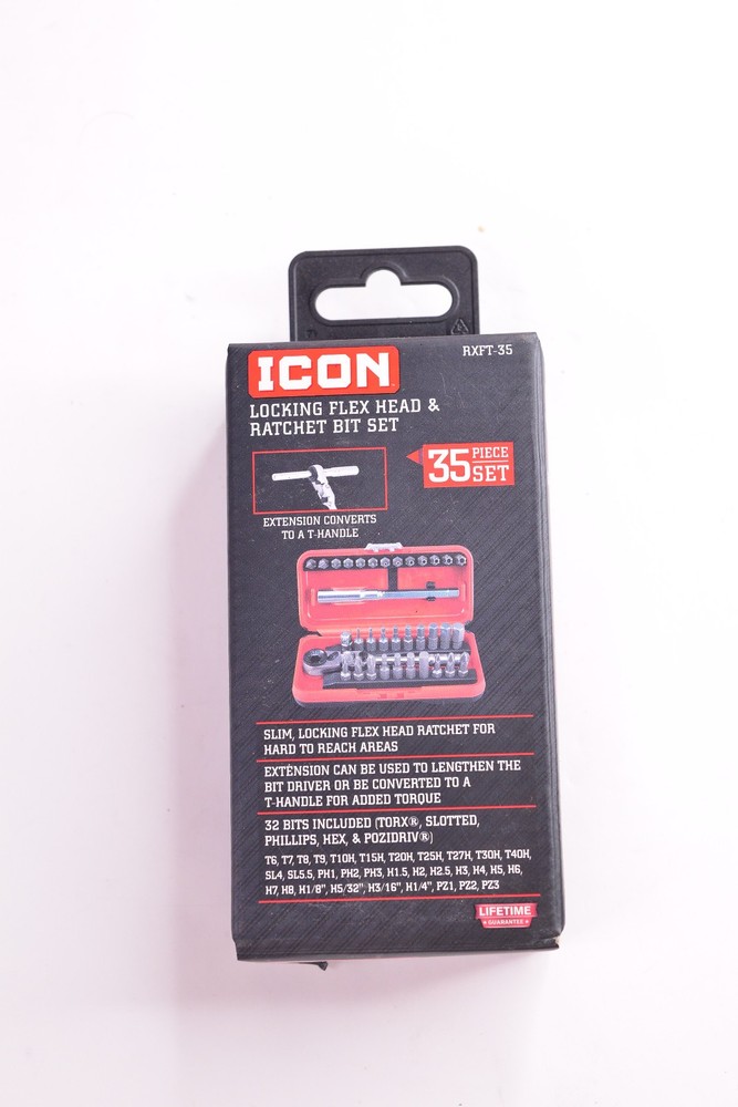 ICON RXFT-35 Locking Flex Head Ratchet Bit Set 35 Piece W/Protective Case