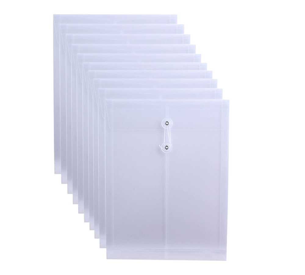 Letter Size Clear Poly Envelopes with String Closure 10 Pack, Plastic Envelop...