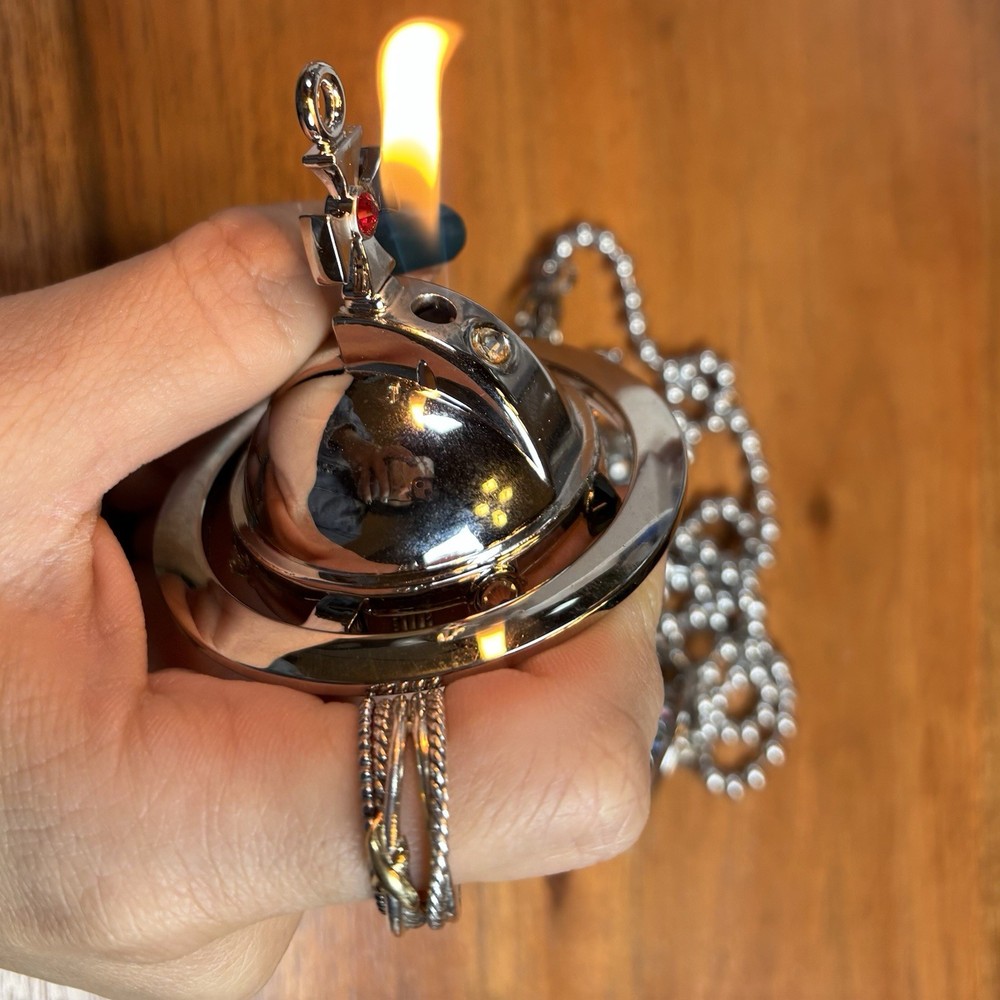 *US Seller* Nana Orb shape Lighter/ silver/ With Chains