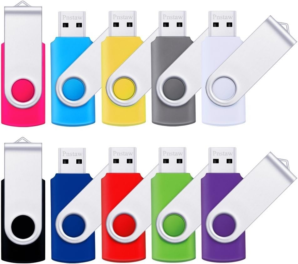 Swivel USB Flash Drive 8GB, 10-Pack Multi-Color - Stylish Data Storage Solution