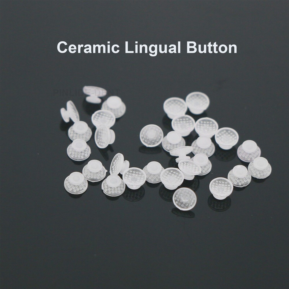Dental Orthodontic Ceramic Clear Lingual Button Bondable Round Base 10 Pcs/Pack