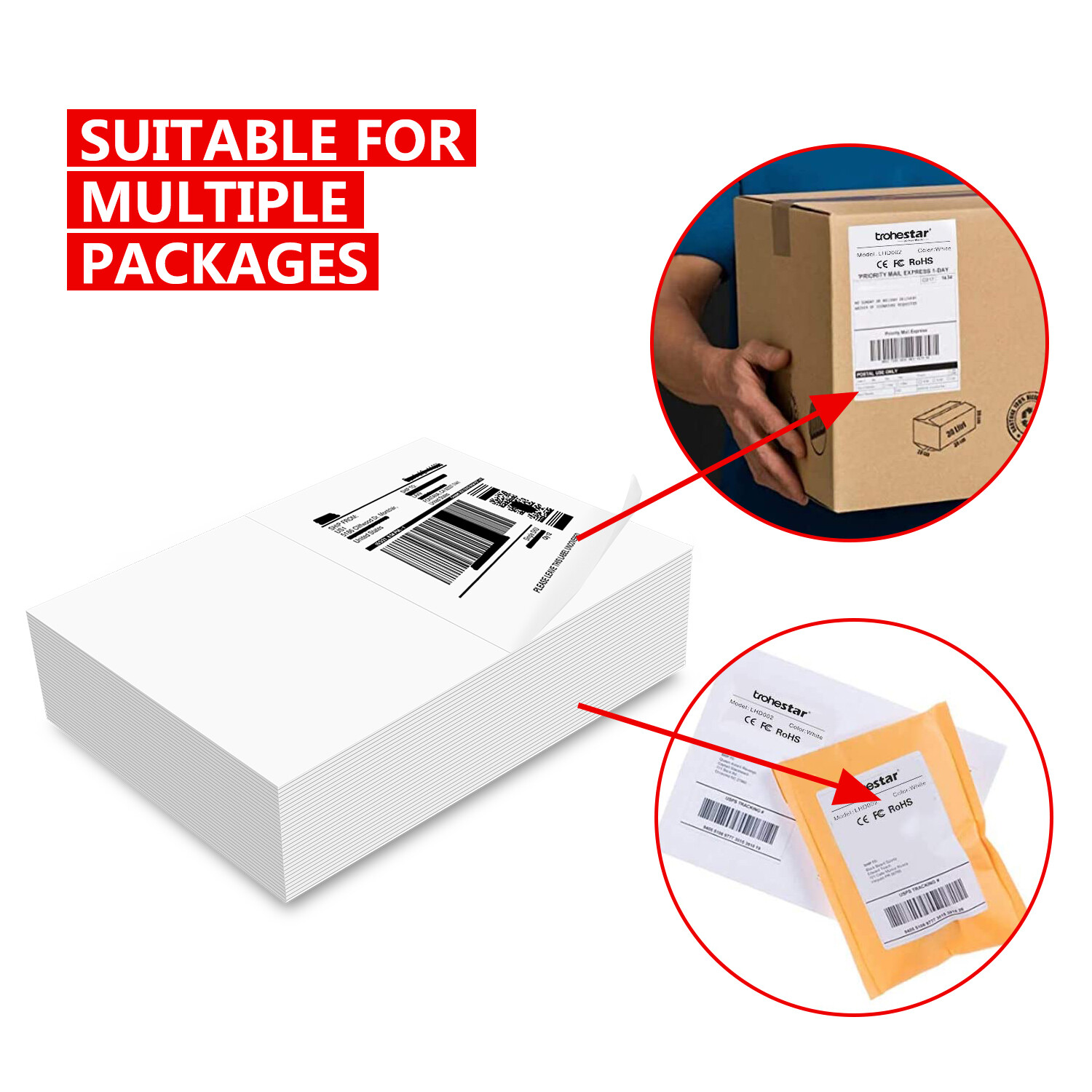 1100 Premium 8.5"X 5.5" Self Adhesive Shipping Labels Half Sheet for Laser