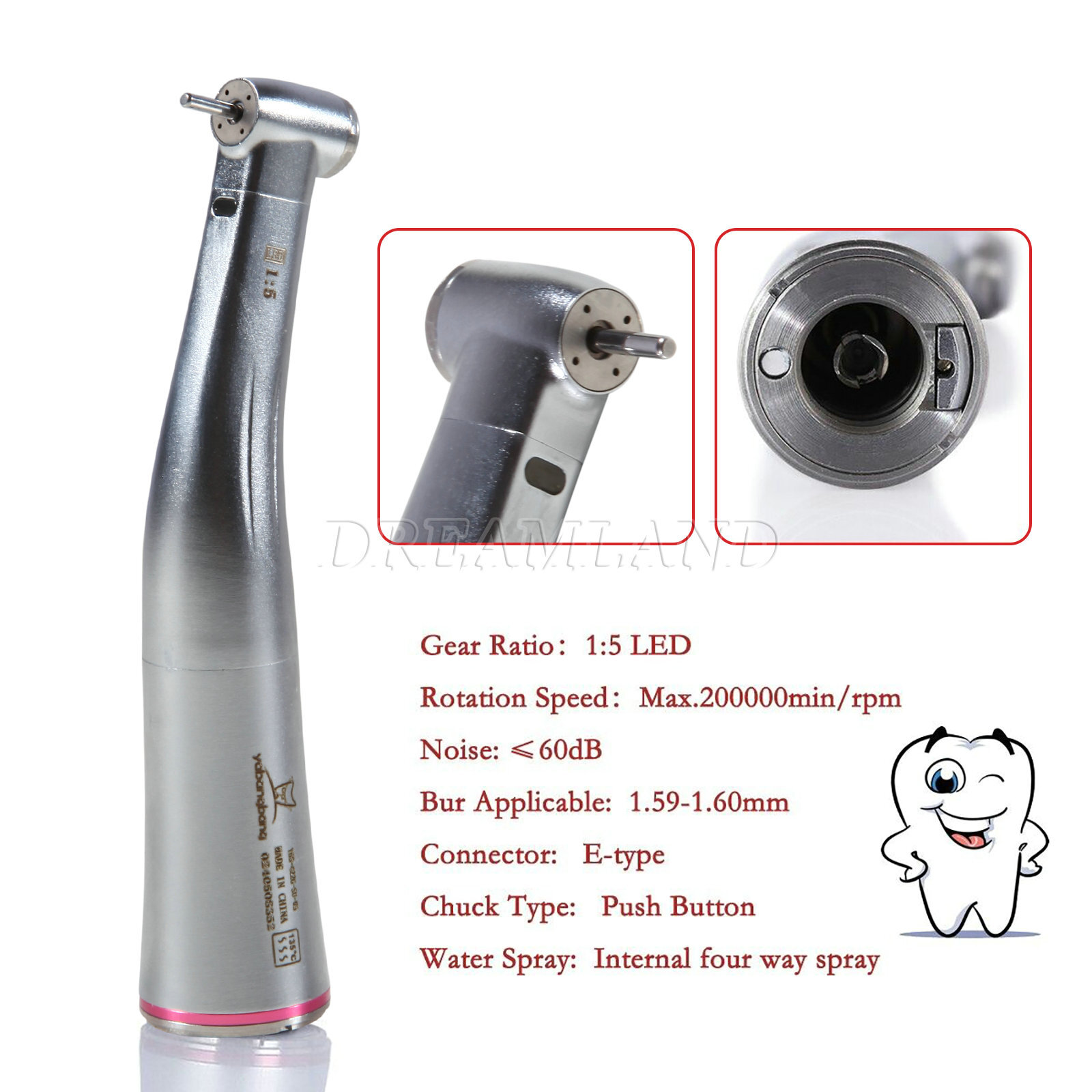 1-50 Yabangbang Dental LED 1:5 Increasing Fiber Optic Contra Angle Handpiece