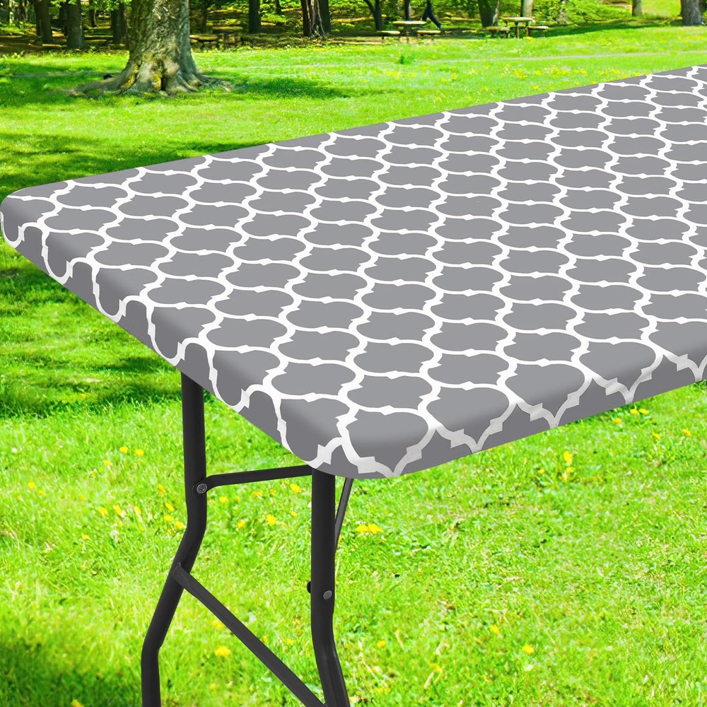 Smiry Rectangle Picnic Table Cloth, Waterproof 72" x 30" (Rectangular), Grey