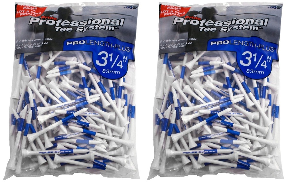 Pride Professional Tee System ProLength-Plus 3 ¼" Golf 3 1/4", White/Blue