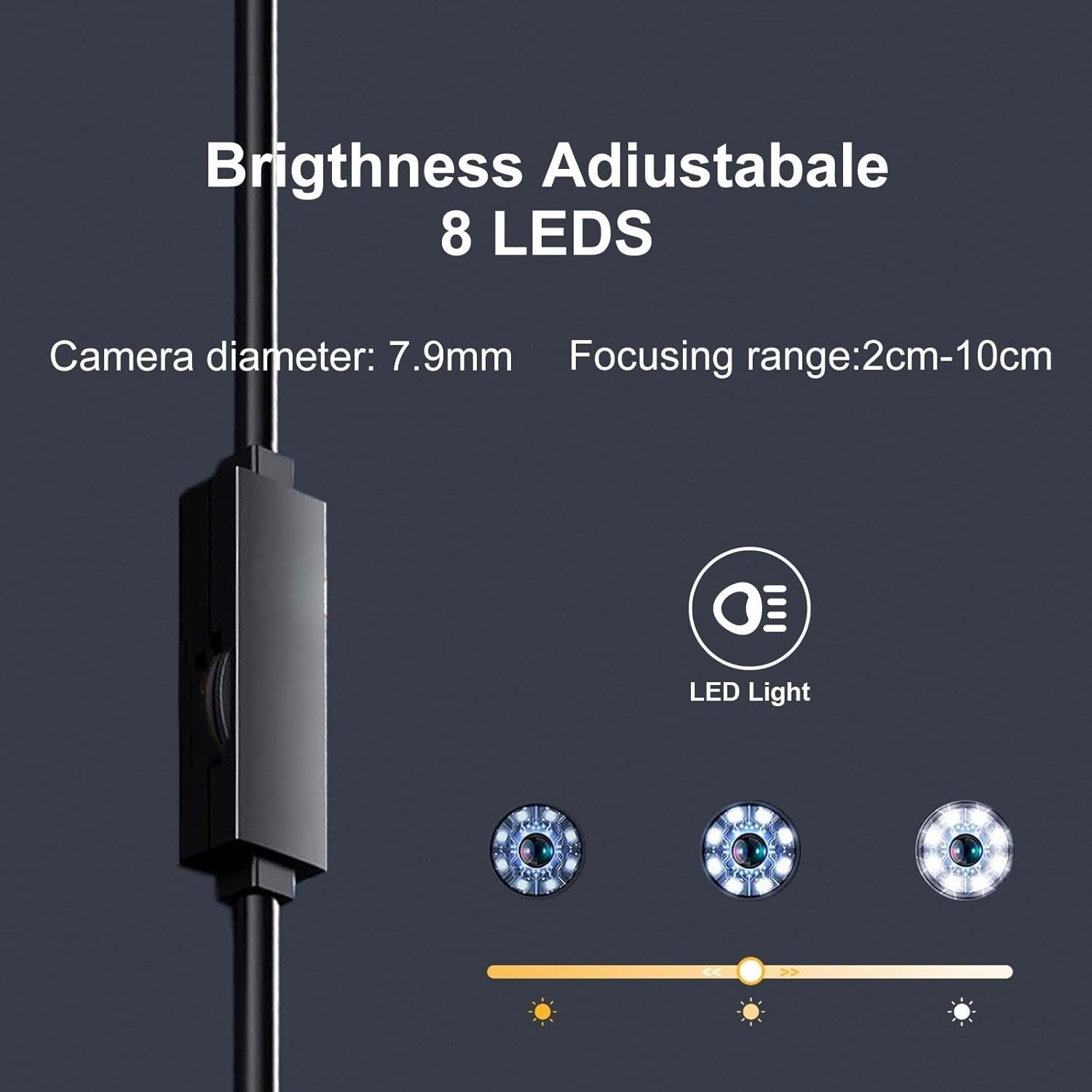 Endoscope Camera with Light 1920P HD Borescope Camera 16.4FT Cable with 8 LED